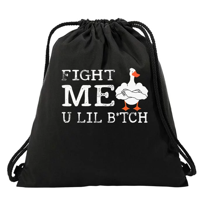 Fight Me U Lil Bitch Muscle Duck Funny Saying Drawstring Bag