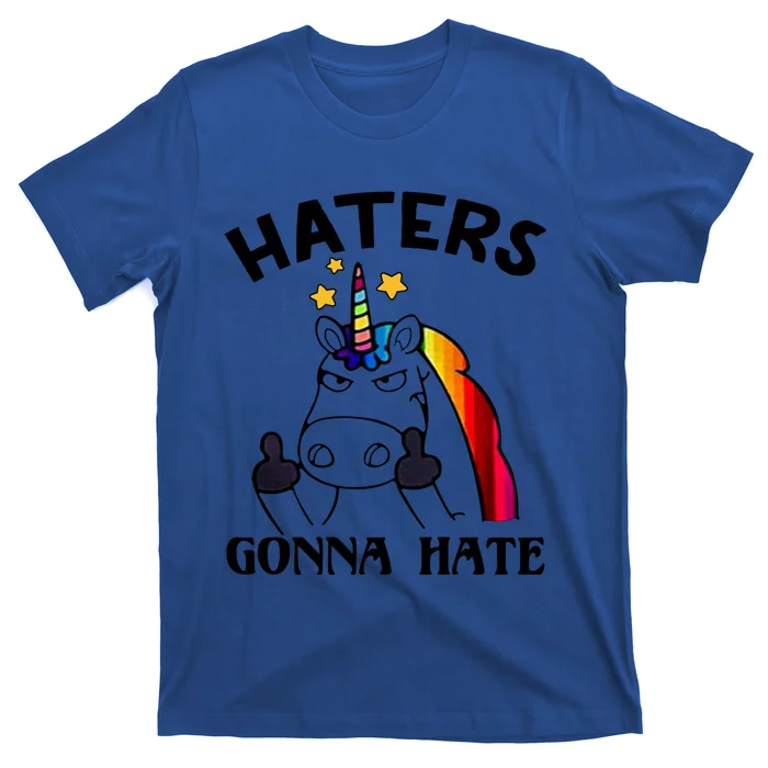 Funny Magical Unicorn Middle Finger Haters Gonna Hate Gift T-Shirt