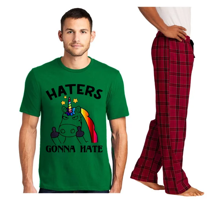 Funny Magical Unicorn Middle Finger Haters Gonna Hate Gift Pajama Set