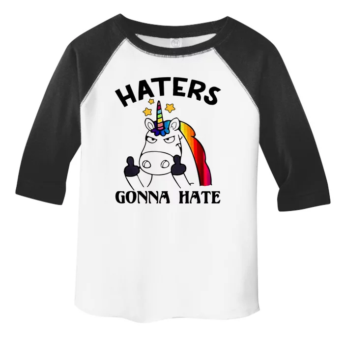 Funny Magical Unicorn Middle Finger Haters Gonna Hate Gift Toddler Fine Jersey T-Shirt