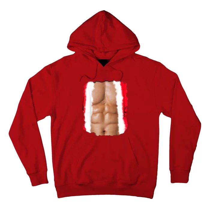 Fake Muscle Under Christmas Clothes Chest Six Pack Abs Hoodie