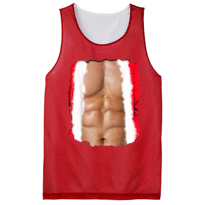 Fake Muscle Under Christmas Clothes Chest Six Pack Abs Mesh Reversible Basketball Jersey Tank