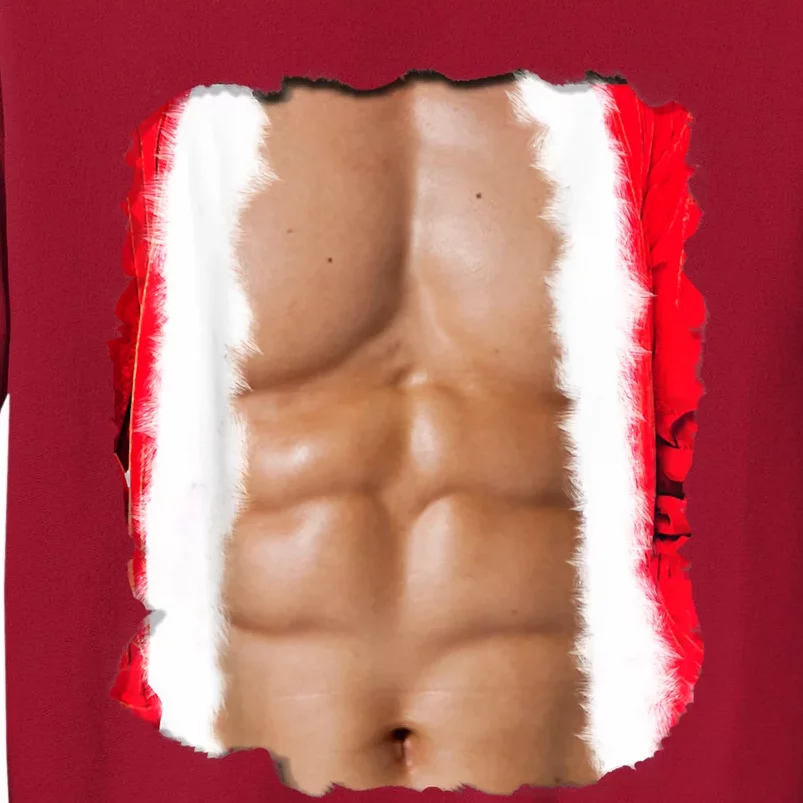 Fake Muscle Under Christmas Clothes Chest Six Pack Abs Tall Sweatshirt