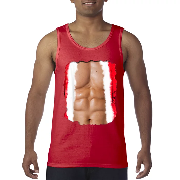 Fake Muscle Under Christmas Clothes Chest Six Pack Abs Tank Top