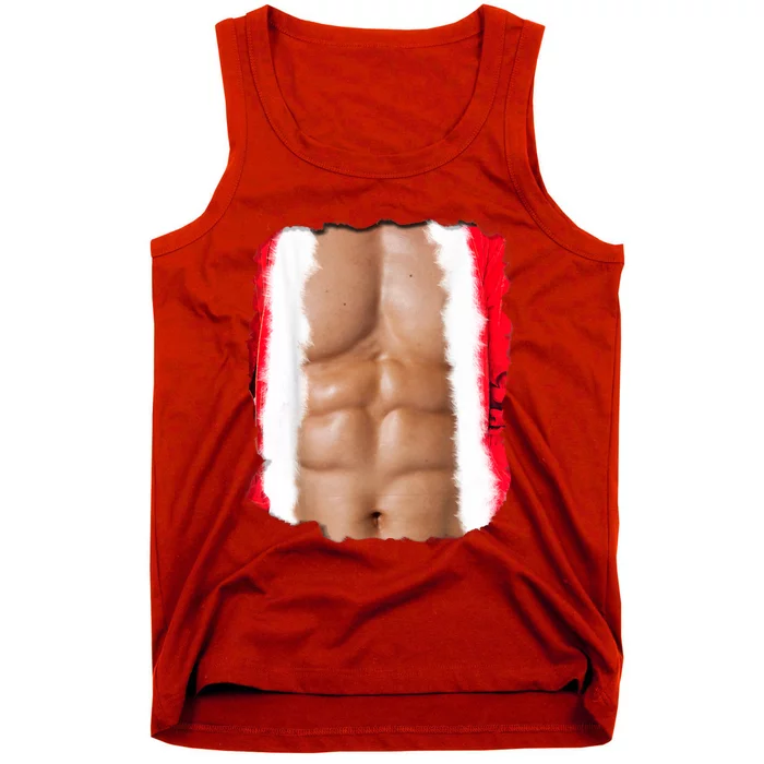 Fake Muscle Under Christmas Clothes Chest Six Pack Abs Tank Top