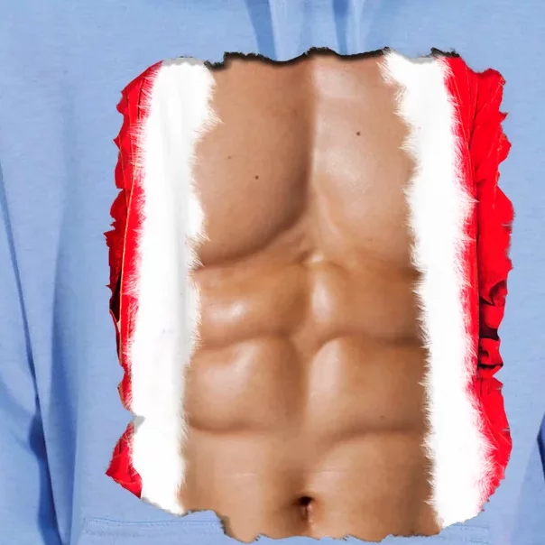 Fake Muscle Under Christmas Clothes Chest Six Pack Abs Unisex Surf Hoodie