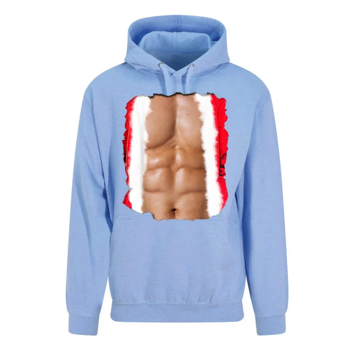 Fake Muscle Under Christmas Clothes Chest Six Pack Abs Unisex Surf Hoodie