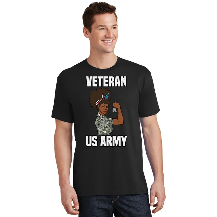 Female Melanin Veteran of the US Army Soldier Veterans Day T-Shirt