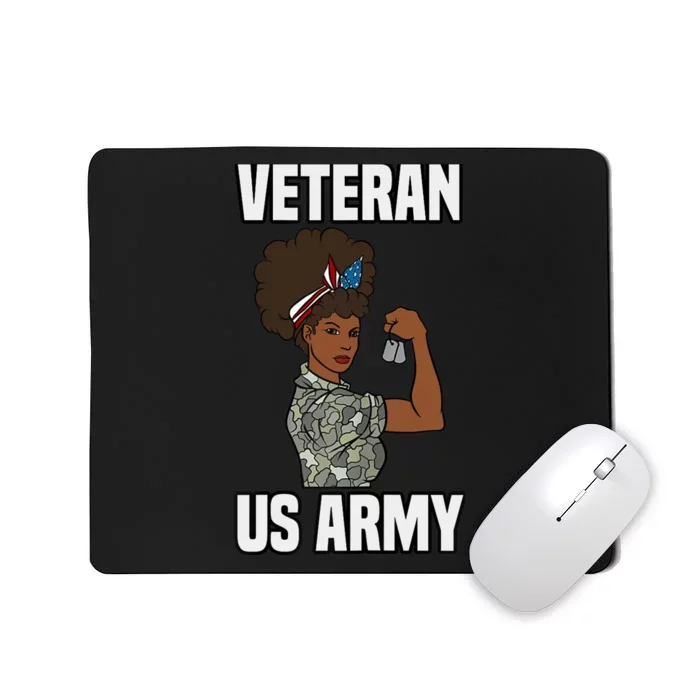 Female Melanin Veteran of the US Army Soldier Veterans Day Mousepad