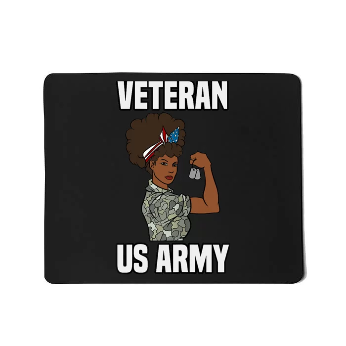 Female Melanin Veteran of the US Army Soldier Veterans Day Mousepad