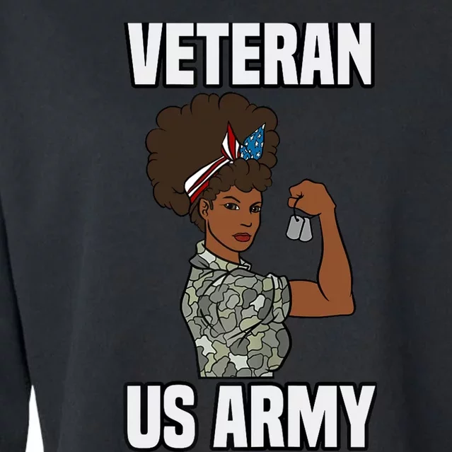 Female Melanin Veteran of the US Army Soldier Veterans Day Cropped Pullover Crew