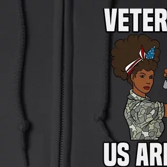 Female Melanin Veteran of the US Army Soldier Veterans Day Full Zip Hoodie