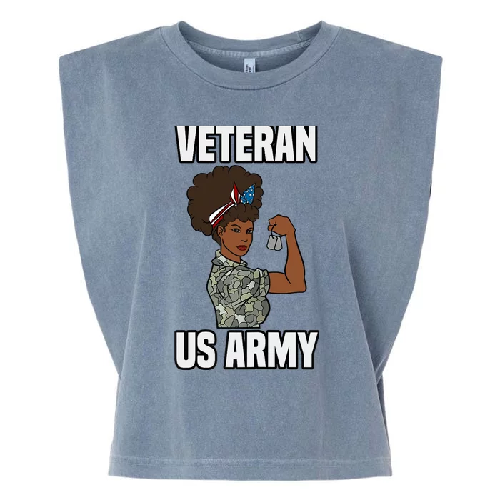 Female Melanin Veteran of the US Army Soldier Veterans Day Garment-Dyed Women's Muscle Tee