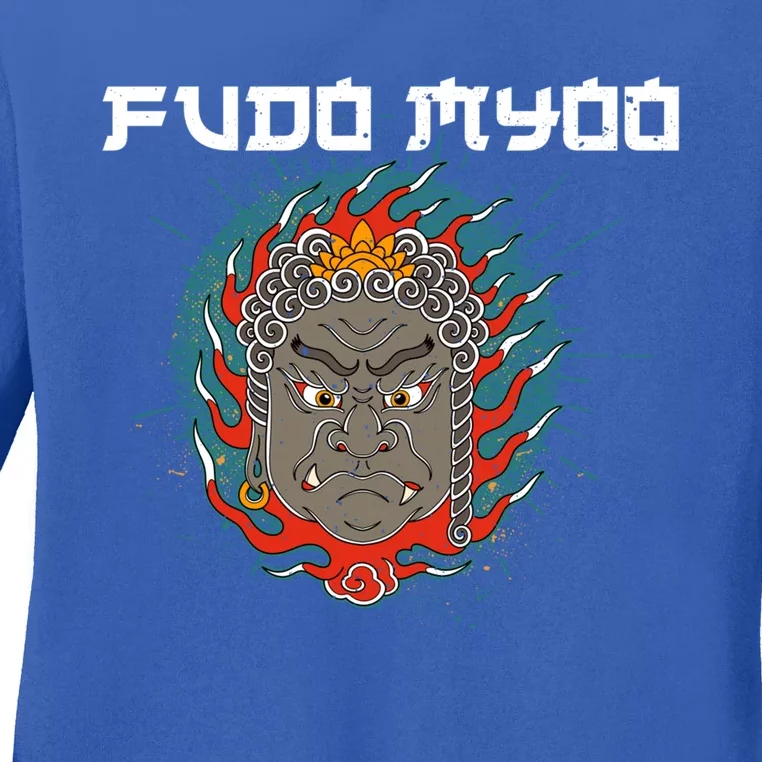 Fudo Myoo Vajrayana Buddhism Immovable Lord Japanese Chinese Funny Gift Ladies Long Sleeve Shirt