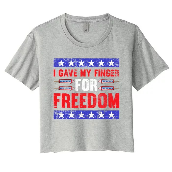 Freedom Merica Veteran Patriotic July Patriot American Flag Cute Gift Women's Crop Top Tee