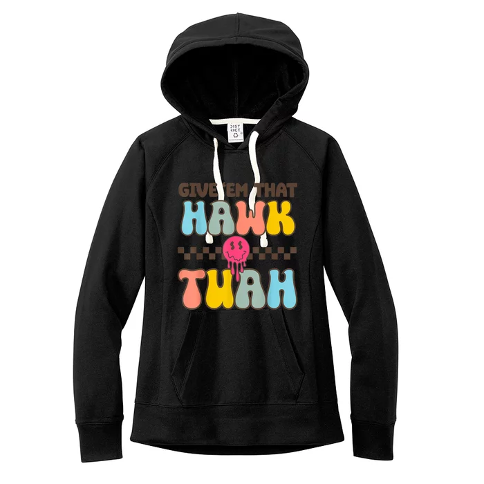 Funny Meme Viral Video Western Country Accent Hawk Tuah Gift Women's Fleece Hoodie