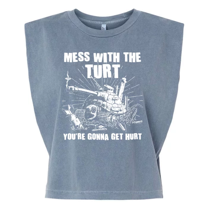 Funny Mess With The Turt You're Gonna Get Hurt Battle Turtle Garment-Dyed Women's Muscle Tee