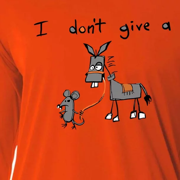 Funny Mouse Walking A Donkey I Don't Give Rats Ass Great Gift Cooling Performance Long Sleeve Crew