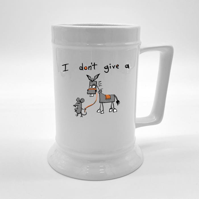 Funny Mouse Walking A Donkey I Don't Give Rats Ass Great Gift Front & Back Beer Stein