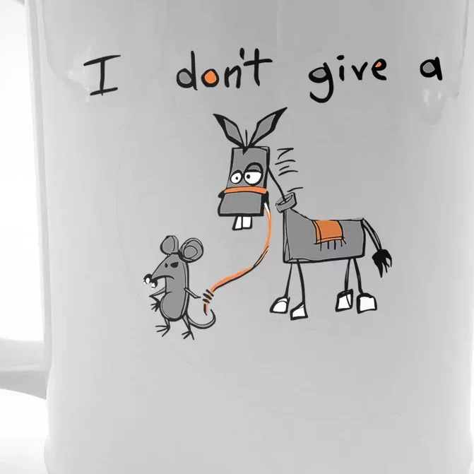 Funny Mouse Walking A Donkey I Don't Give Rats Ass Great Gift Front & Back Beer Stein