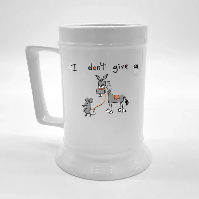 Funny Mouse Walking A Donkey I Don't Give Rats Ass Great Gift Front & Back Beer Stein