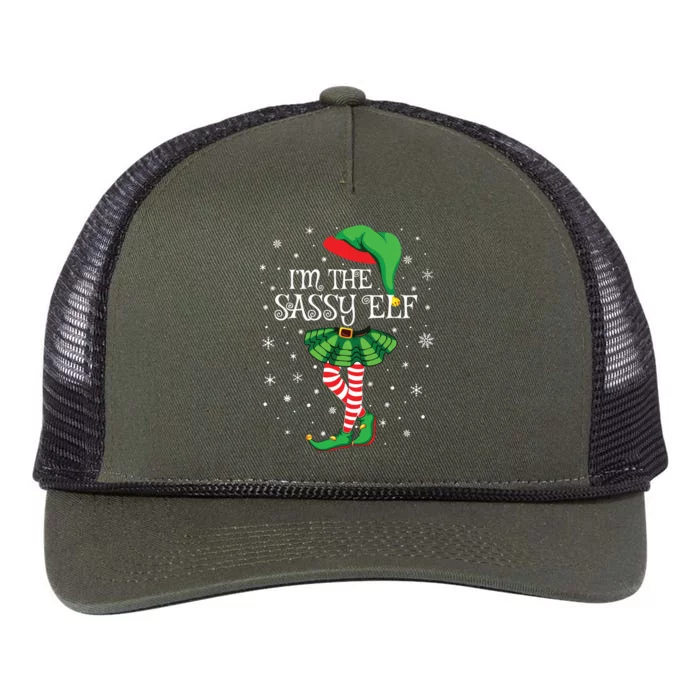 Family Matching Women Girls Im The Sassy Elf Christmas Retro Rope Trucker Hat Cap