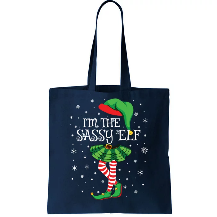 Family Matching Women Girls Im The Sassy Elf Christmas Tote Bag