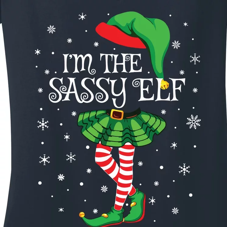 Family Matching Women Girls Im The Sassy Elf Christmas Women's V-Neck T-Shirt