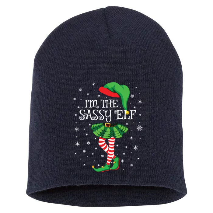 Family Matching Women Girls Im The Sassy Elf Christmas Short Acrylic Beanie