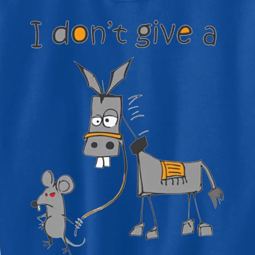 Funny Mouse Walking A Donkey I Dont Give Rats Gift Kids Sweatshirt