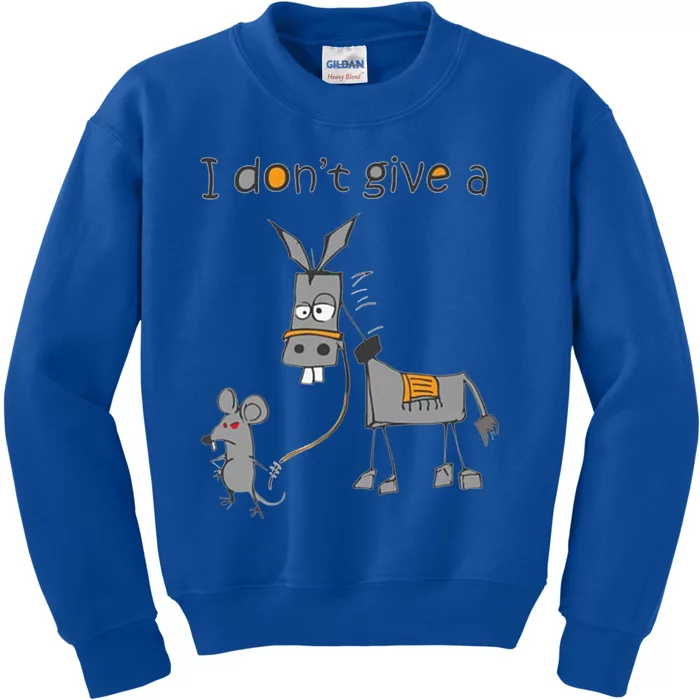 Funny Mouse Walking A Donkey I Dont Give Rats Gift Kids Sweatshirt