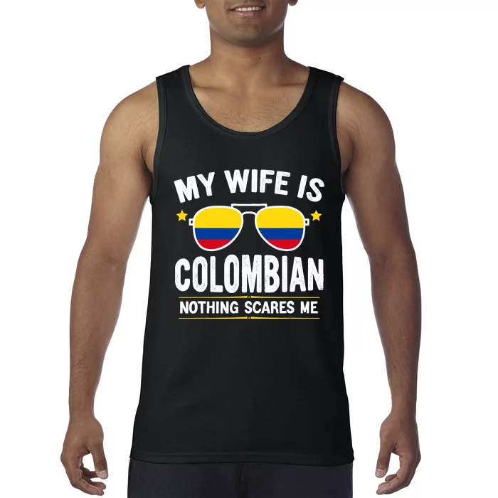 Funny My Wife Is Colombian Proud Husband Colombia Heritage Tank Top