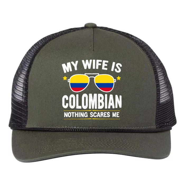 Funny My Wife Is Colombian Proud Husband Colombia Heritage Retro Rope Trucker Hat Cap