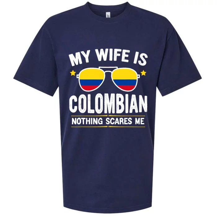 Funny My Wife Is Colombian Proud Husband Colombia Heritage Sueded Cloud Jersey T-Shirt