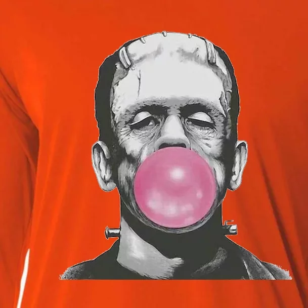 Frankenstein Monster With Pink Bubblegum Bubble Cooling Performance Long Sleeve Crew