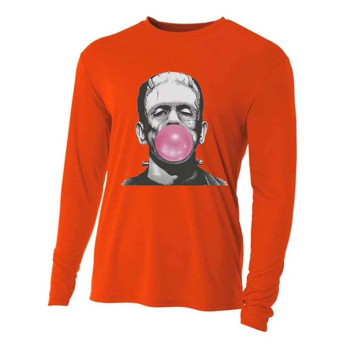 Frankenstein Monster With Pink Bubblegum Bubble Cooling Performance Long Sleeve Crew