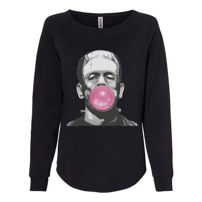 Frankenstein Monster With Pink Bubblegum Bubble Womens California Wash Sweatshirt