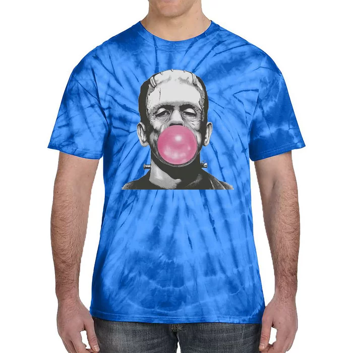 Frankenstein Monster With Pink Bubblegum Bubble Tie-Dye T-Shirt