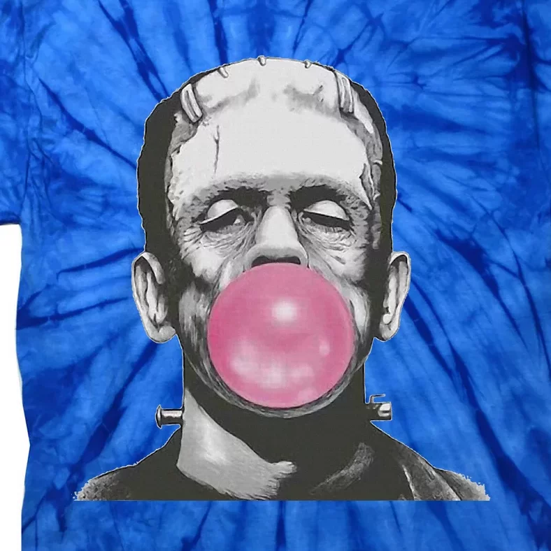 Frankenstein Monster With Pink Bubblegum Bubble Tie-Dye T-Shirt