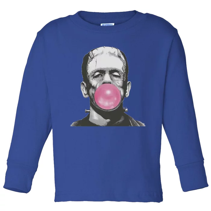 Frankenstein Monster With Pink Bubblegum Bubble Toddler Long Sleeve Shirt