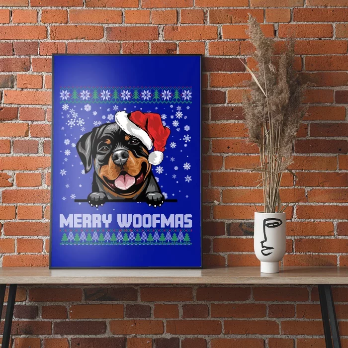 Funny Merry Woofmas Rottweiler Christmas Dog Lovers Xmas Gift Poster