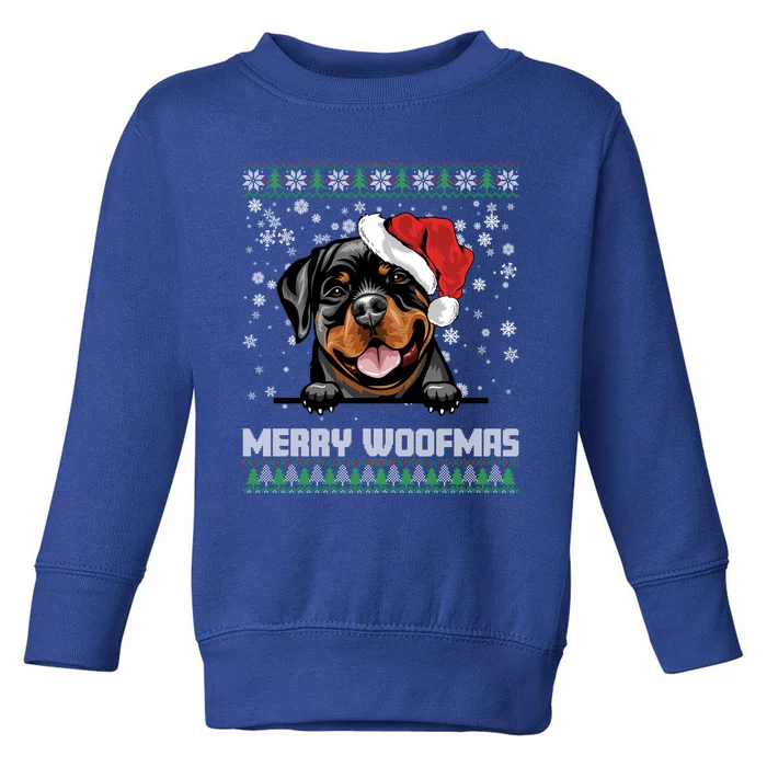 Funny Merry Woofmas Rottweiler Christmas Dog Lovers Xmas Gift Toddler Sweatshirt