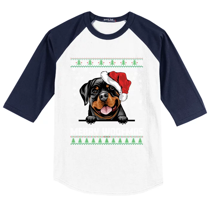 Funny Merry Woofmas Rottweiler Christmas Dog Lovers Xmas Gift Baseball Sleeve Shirt