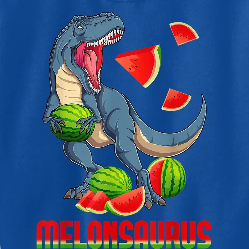 Funny Melonsaurus Watermelon Dinosaur Summer Tropical Fruits Kids Sweatshirt