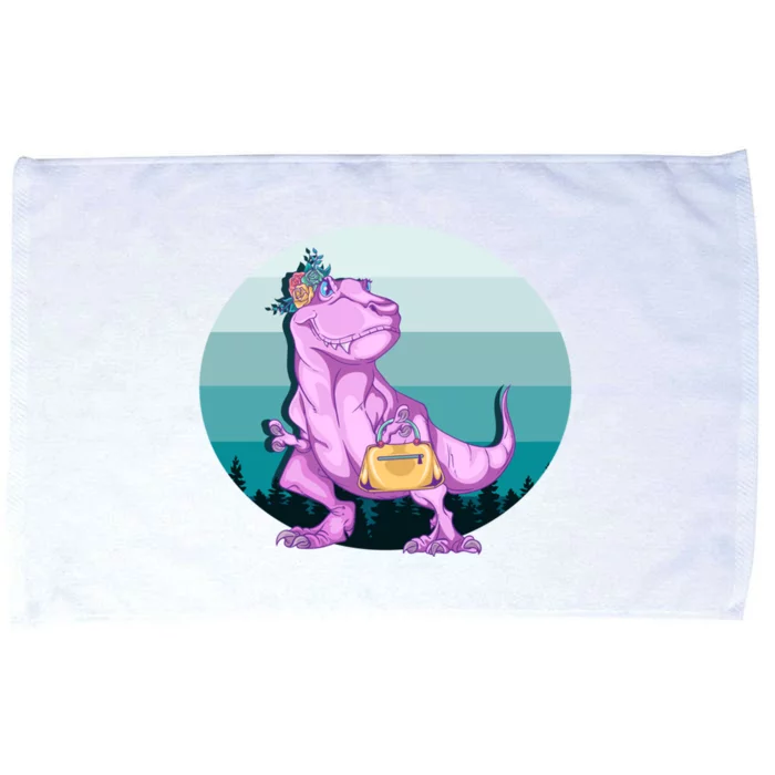 Funny Mamasaurus With Retro Landscape Gift Microfiber Hand Towel