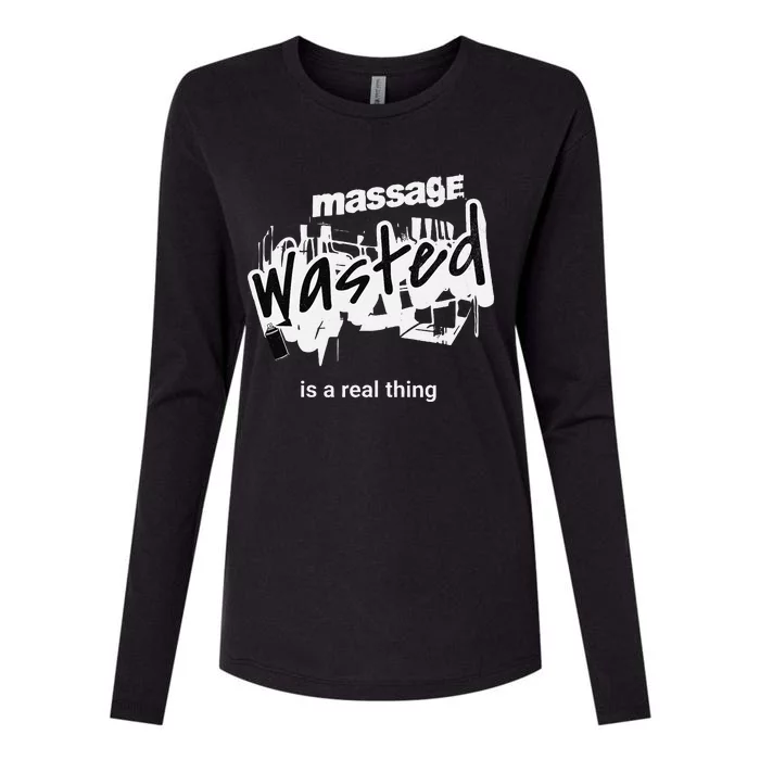 Funny Massage Wasted Womens Cotton Relaxed Long Sleeve T-Shirt