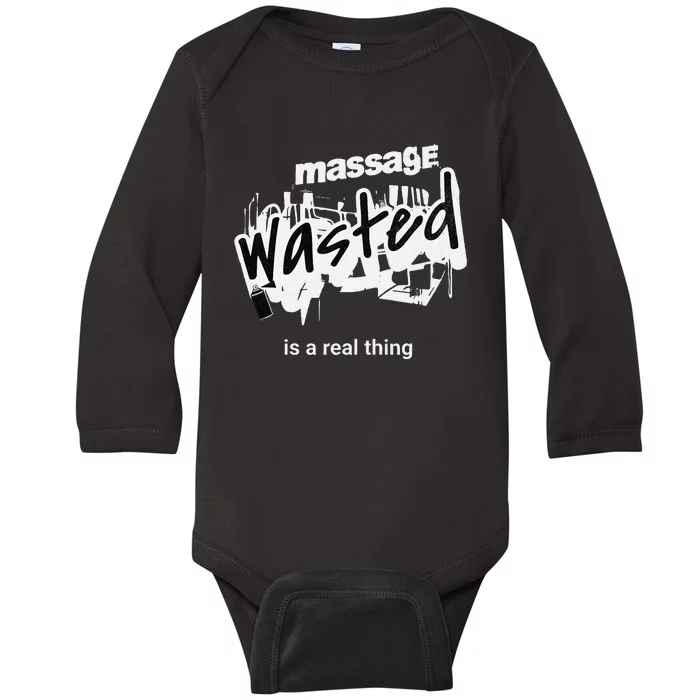 Funny Massage Wasted Baby Long Sleeve Bodysuit