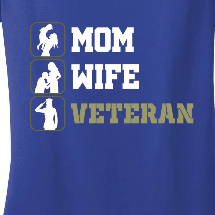 Female Mom Wife Veteran Gift Women's V-Neck T-Shirt