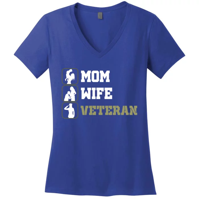 Female Mom Wife Veteran Gift Women's V-Neck T-Shirt