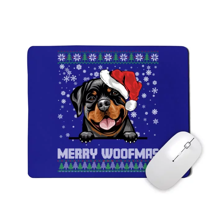 Funny Merry Woofmas Rottweiler Christmas Dog Lovers Xmas Gift Mousepad